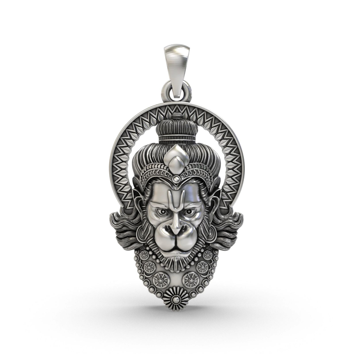 Silver Hanumanji Face Pendant